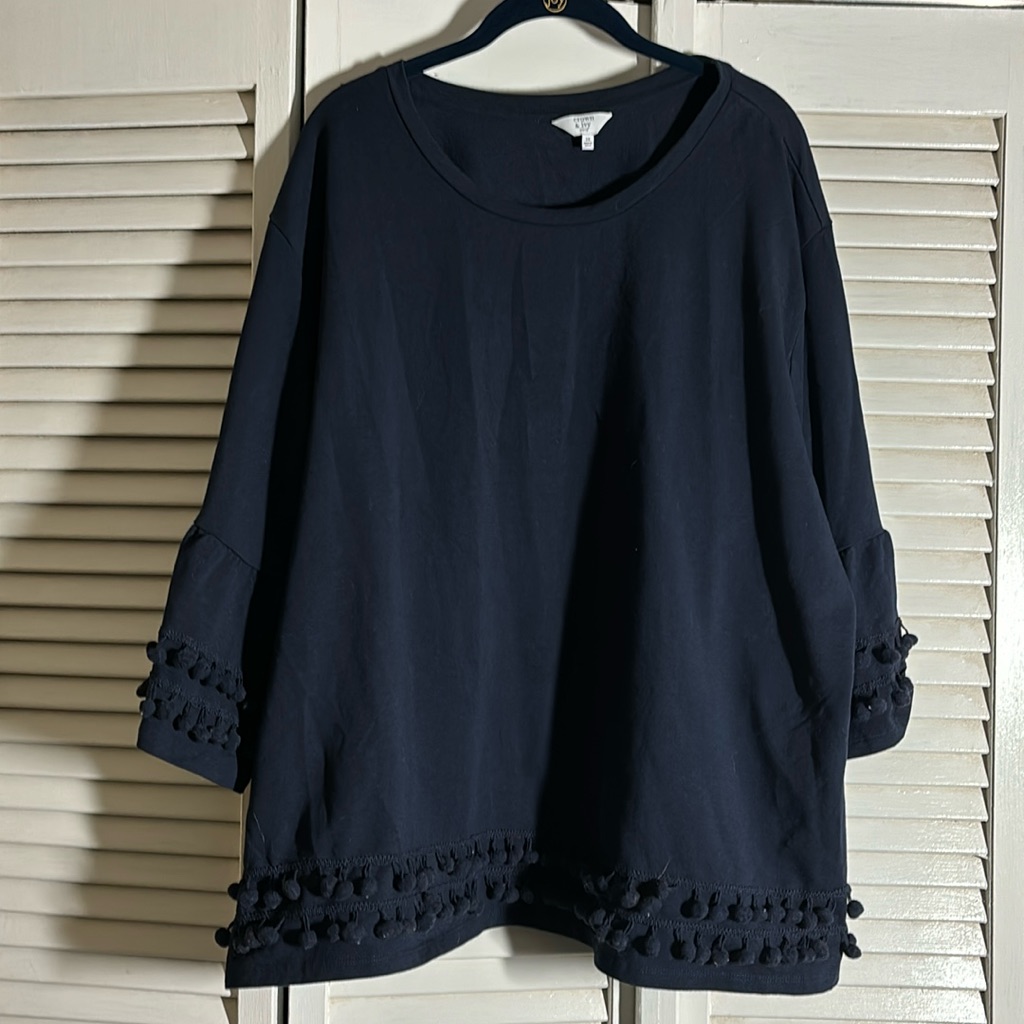 Fun Navy Pompom Top